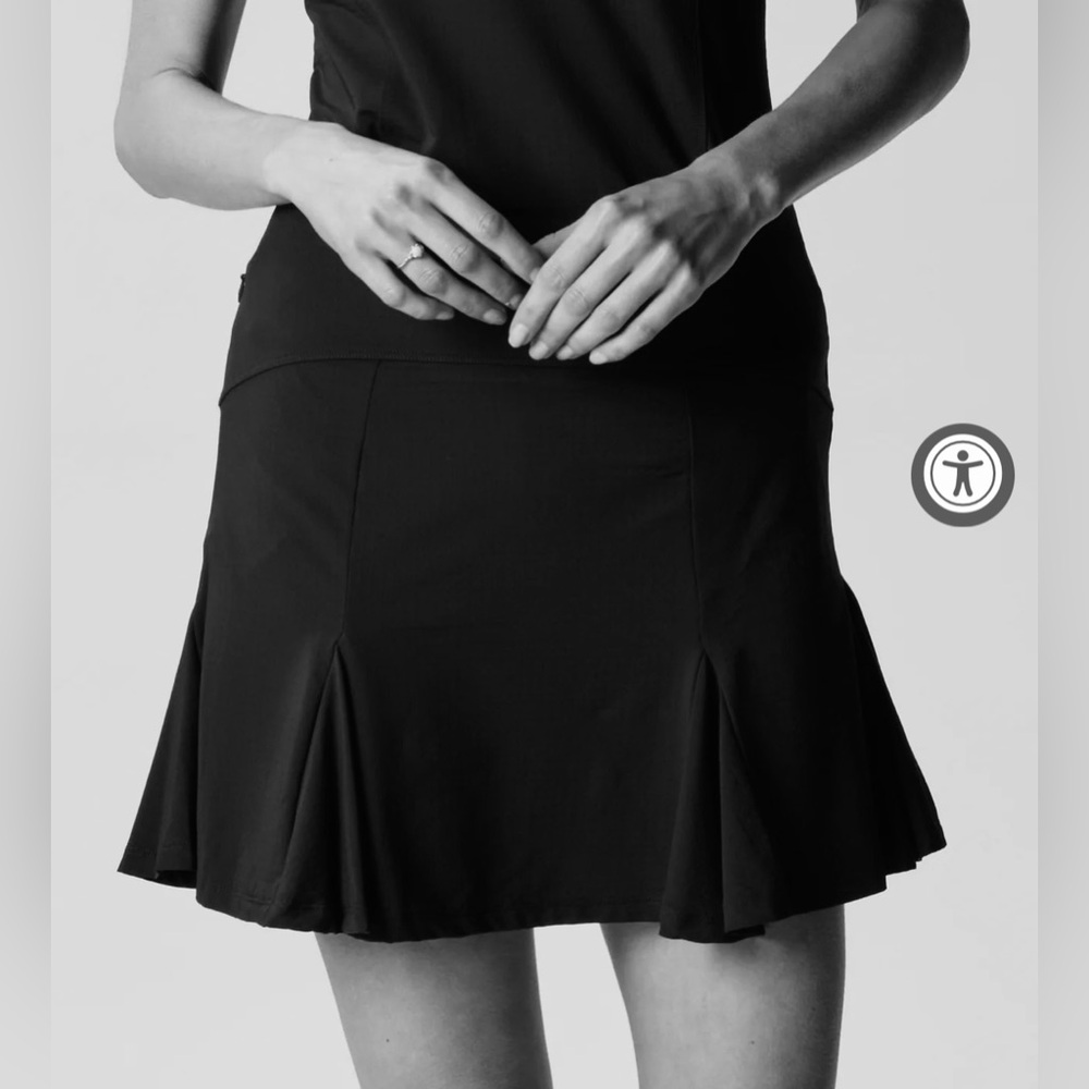 NEW G Lifestyle Flare Godet Skort In Black, 17 inch length golf skort XS